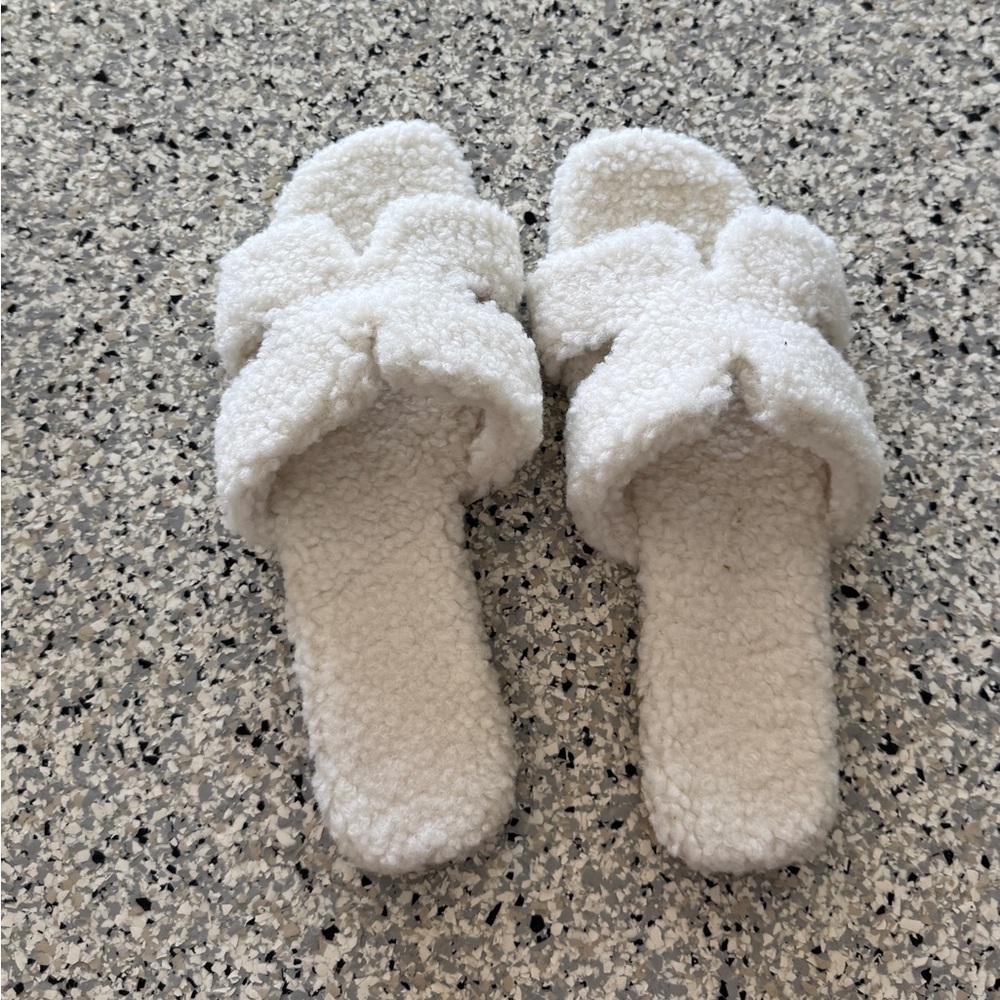Cozy White Fuzzy Slippers